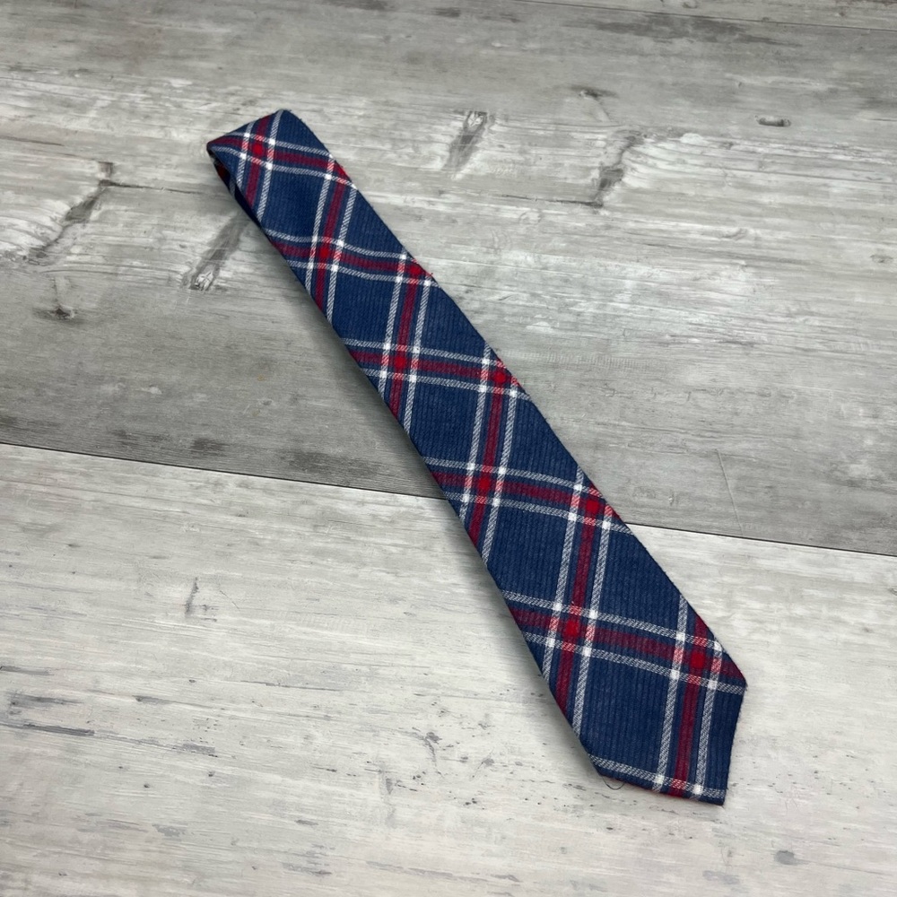 14th & Union Navy, Red & White Plaid Skinny Cotton Tie